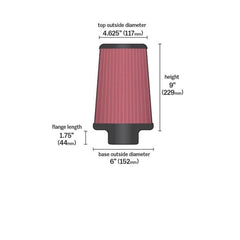 DS 14663-K&N UNIVERSAL AIR FILTER (3",3.5",4")