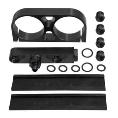 DS 14960-Aluminum Twin Dual Double 044 Fuel Pump Manifold With Mounting Bracket Black