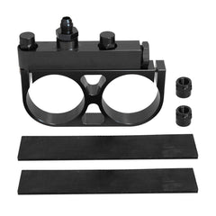 DS 14960-Aluminum Twin Dual Double 044 Fuel Pump Manifold With Mounting Bracket Black